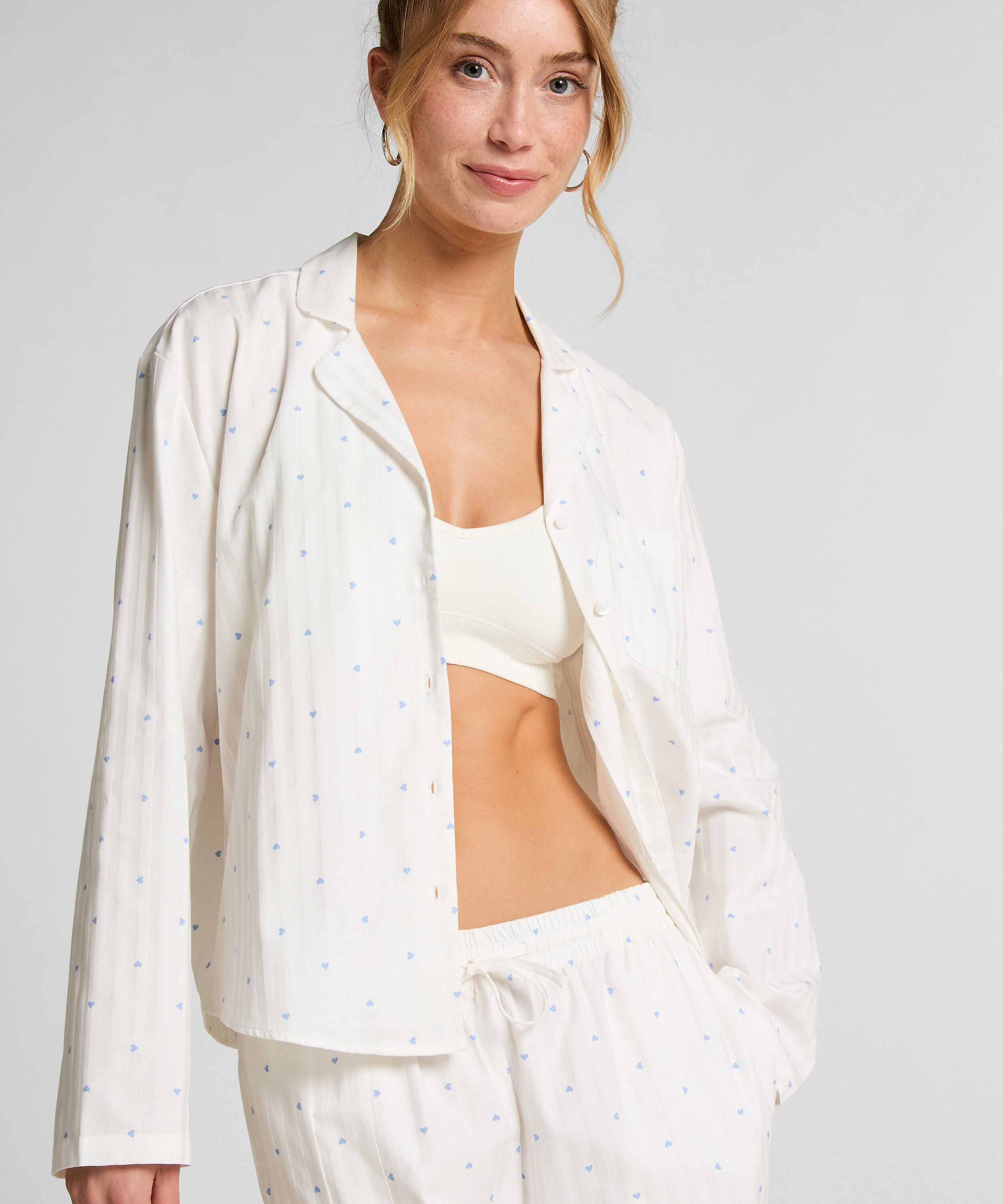 Jacquard Pyjama-Oberteil und Langarm