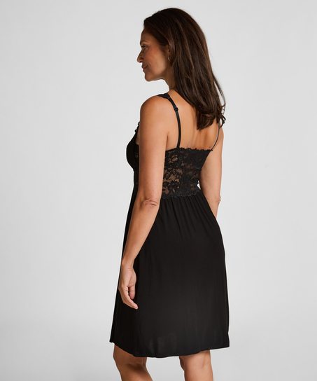 Slipdress Nora Lace, Schwarz