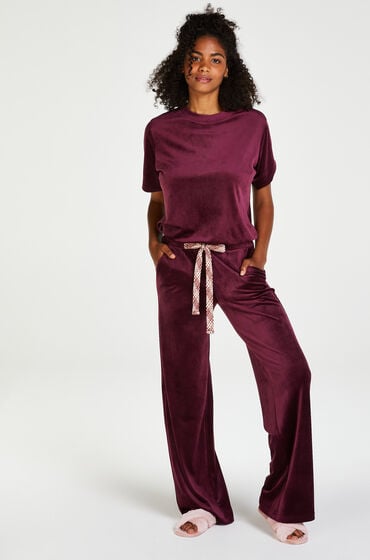 Hunkemöller Petite Pantalon de pyjama Velours Rouge