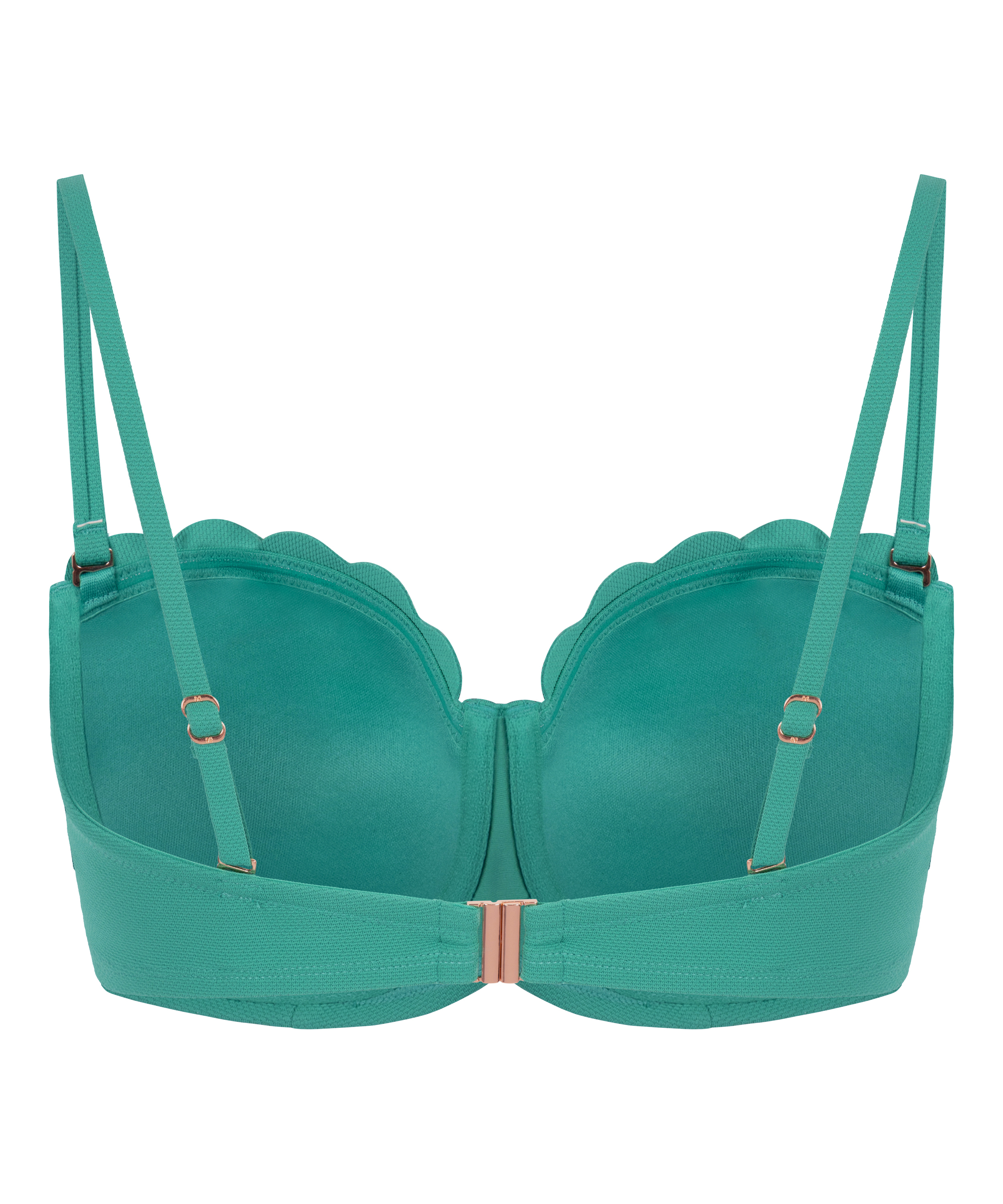 Haut de bikini sans bretelles préformé à armatures Scallop Taille E +, Vert, main