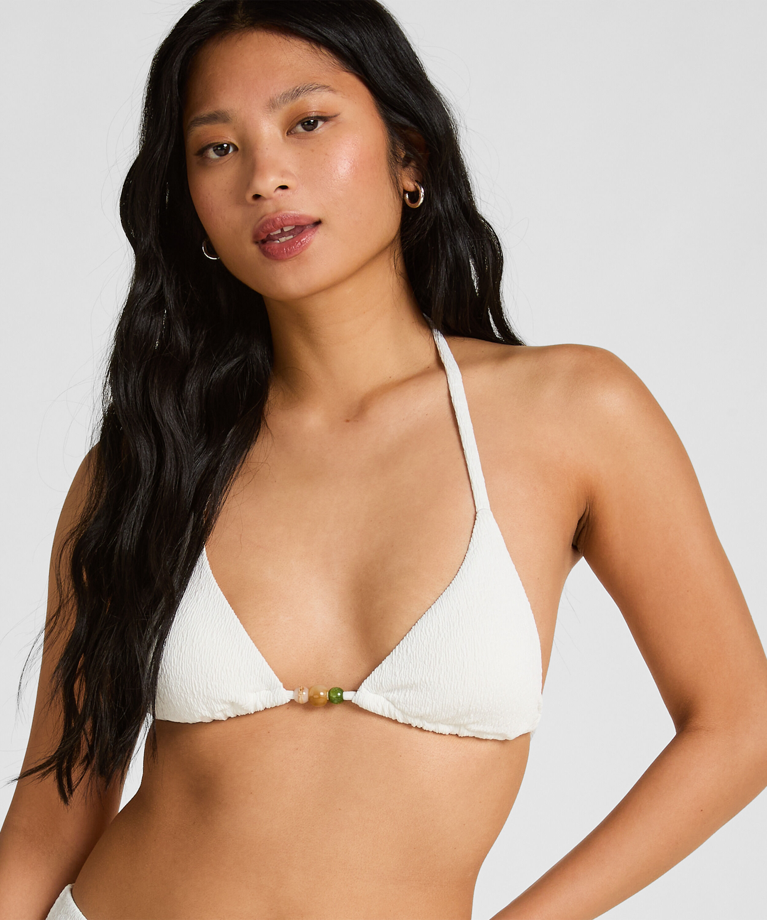 Haut de Bikini Triangle Crinkle, Blanc Haut de Bikini Triangle Crinkle, Blanc