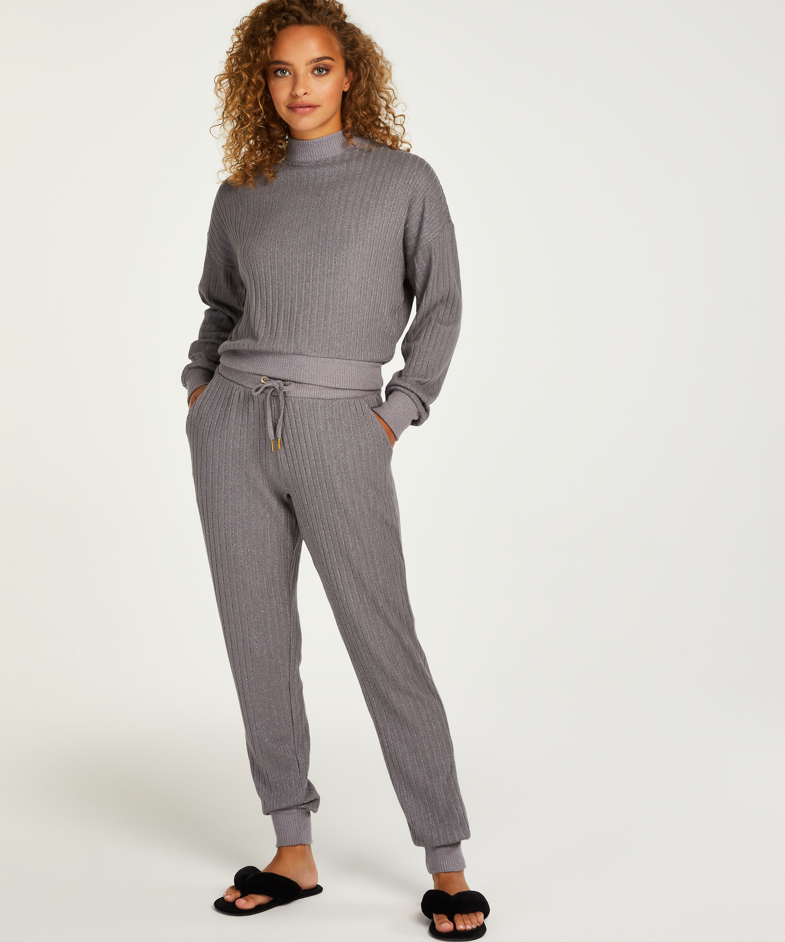 Petite Pantalon de pyjama Brushed Rib, Gris, main