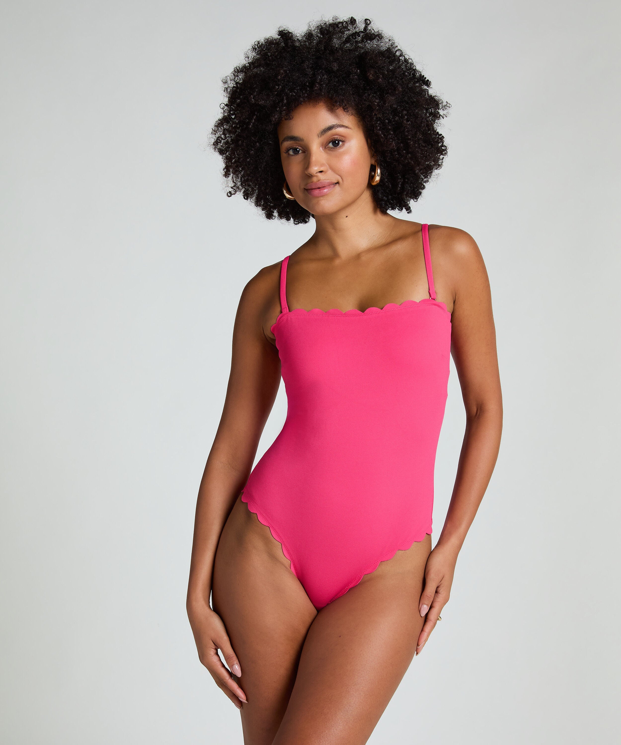 Badeanzug Bandeau Scallop, Rose