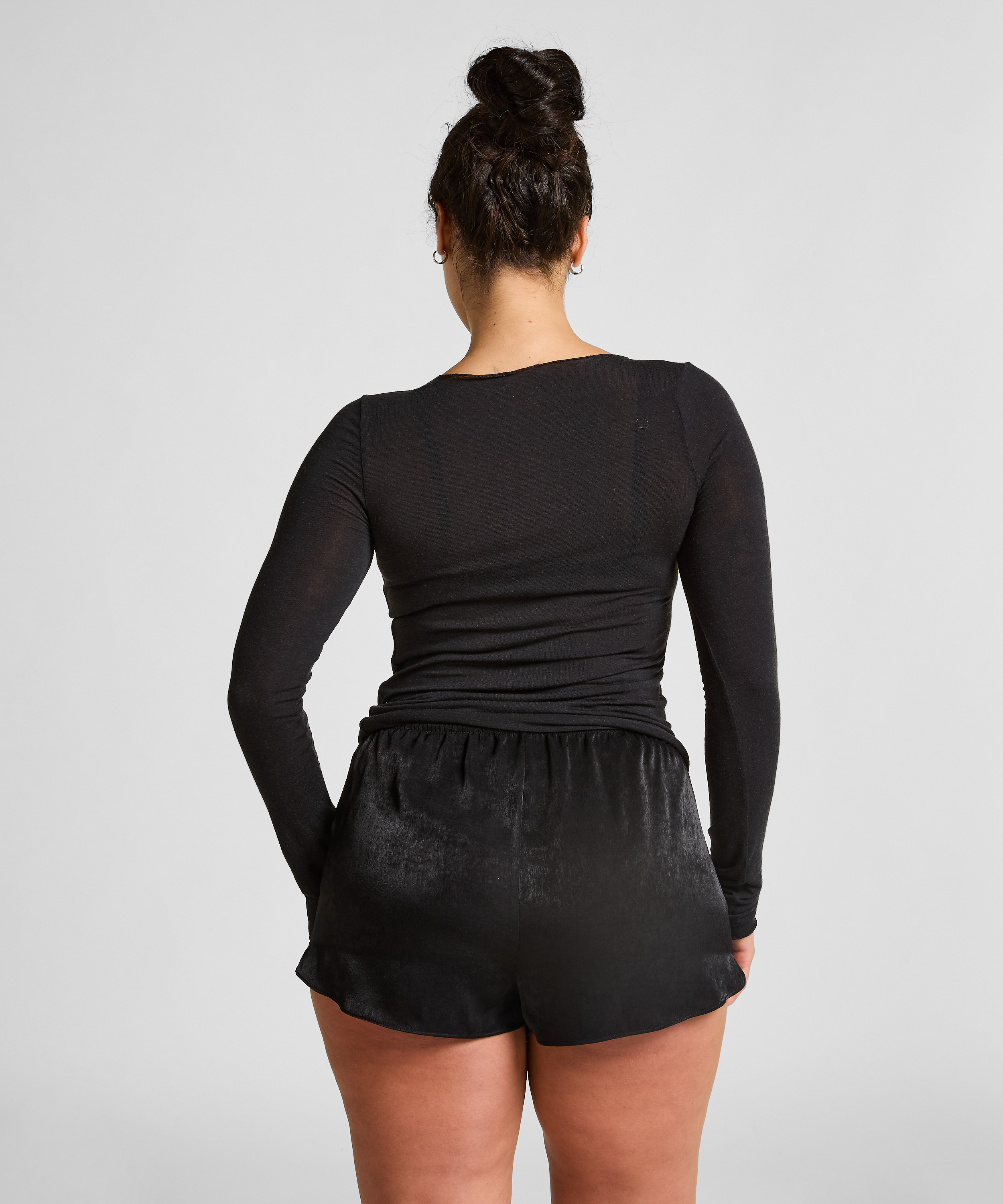 Satin-Shorts Minimal, Schwarz, main