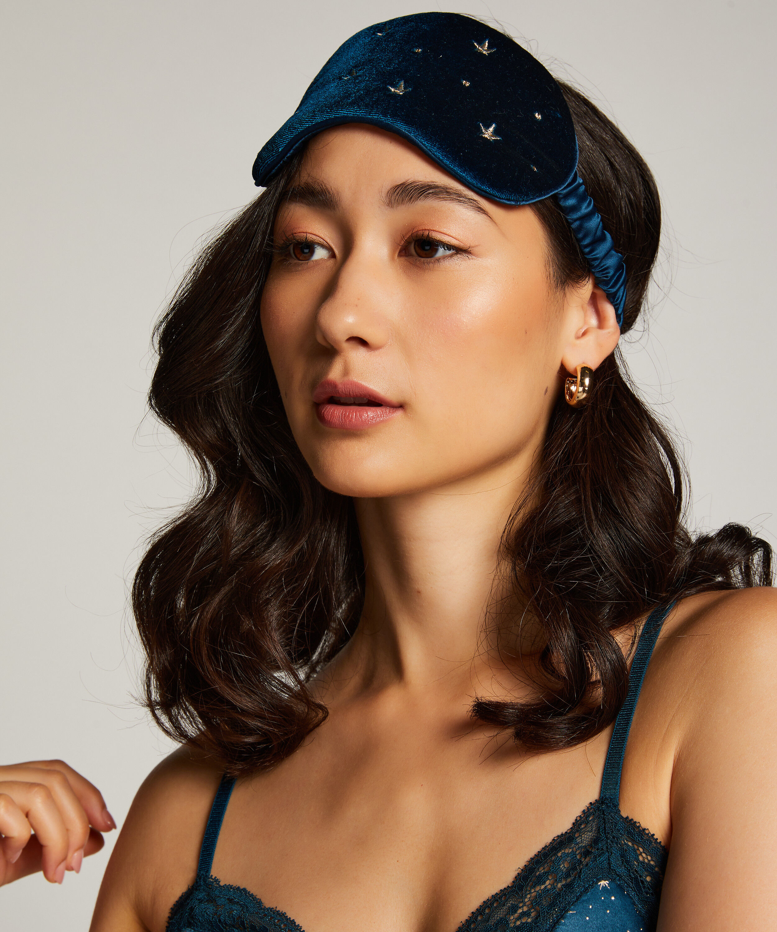 Schlafmaske Velours, Gr&uuml;n