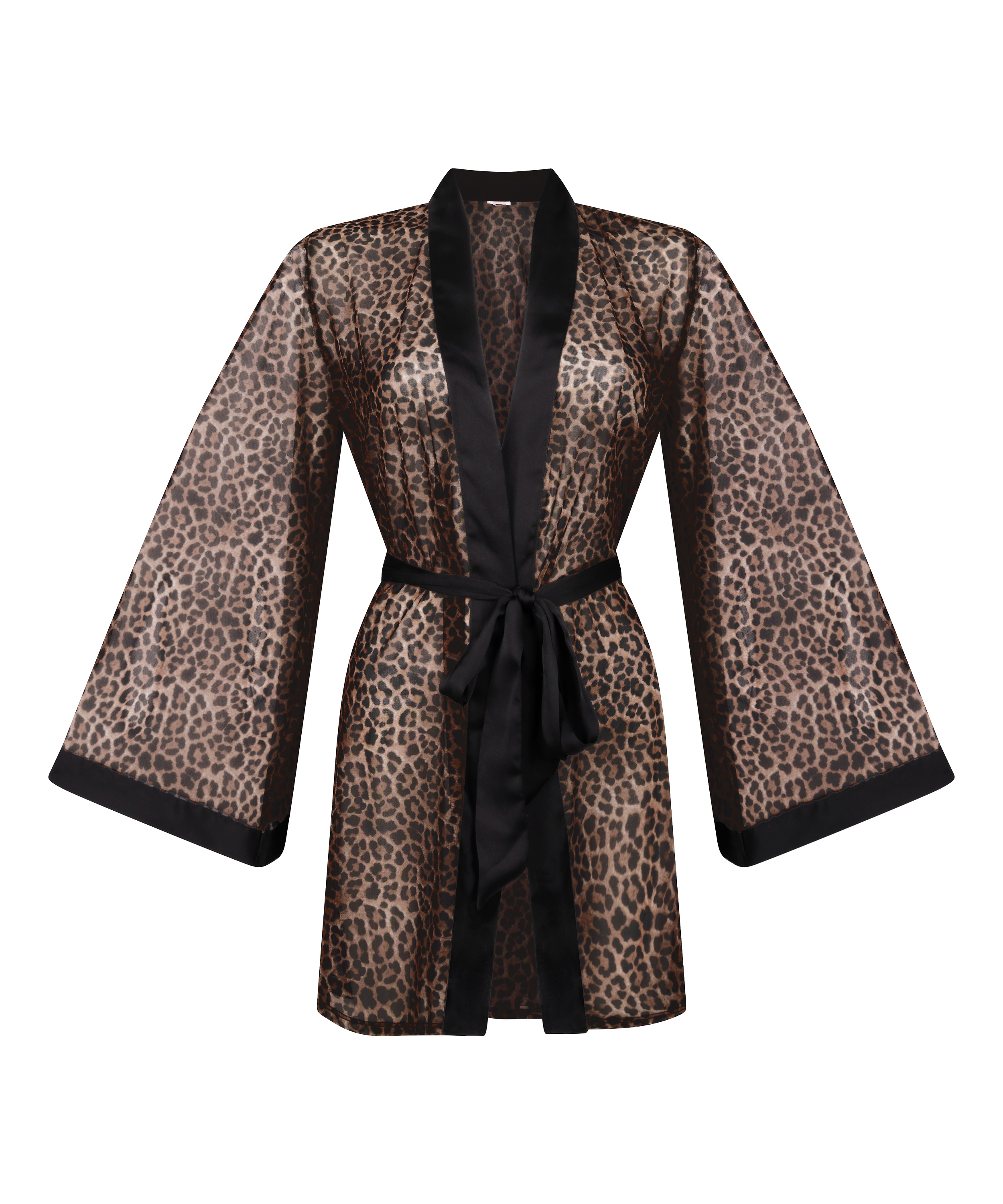 Leopard Mesh-Kimono, Schwarz, main