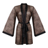 Leopard Mesh-Kimono, Schwarz