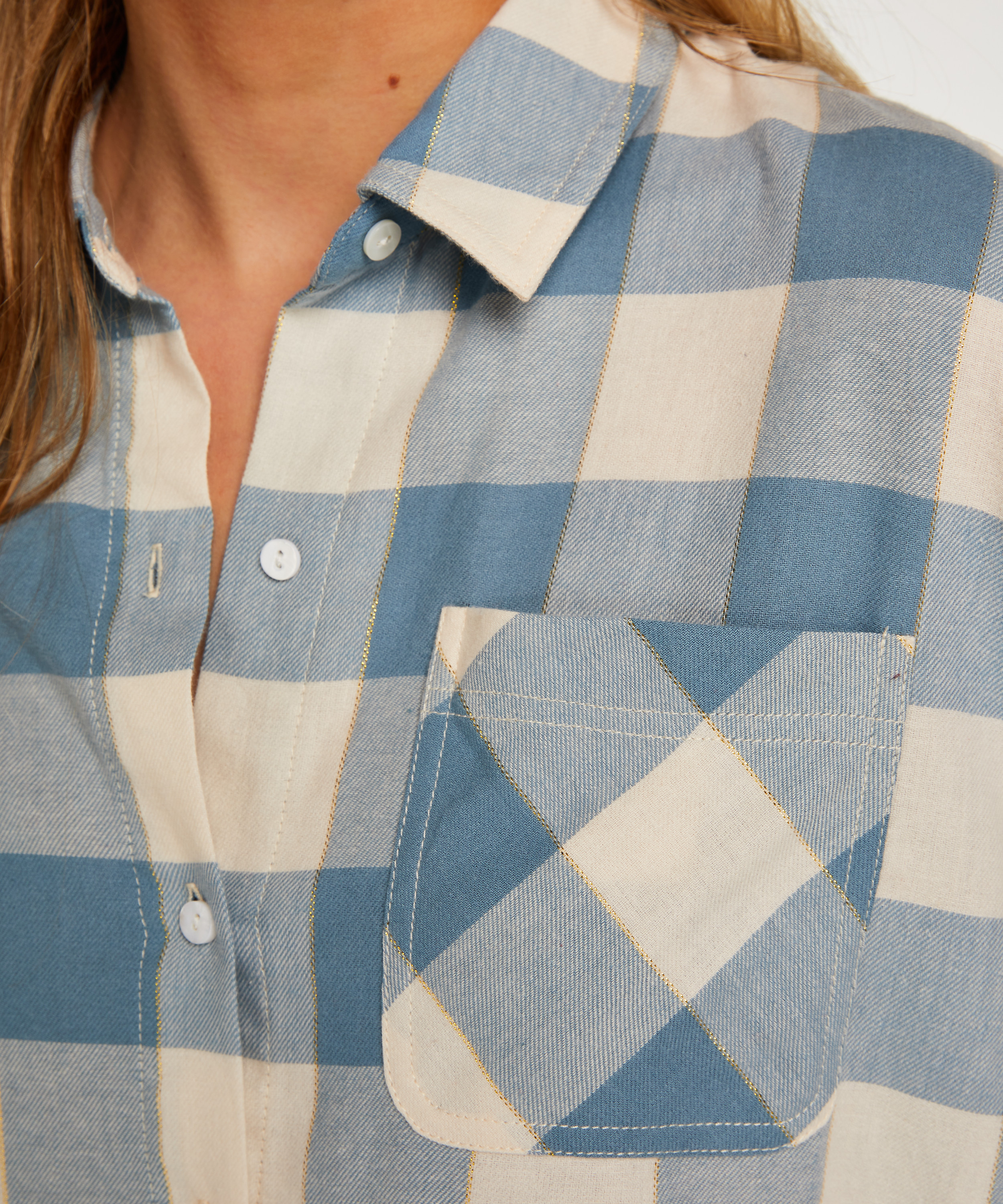 Pyjamatop aus Flanell, Blau, main