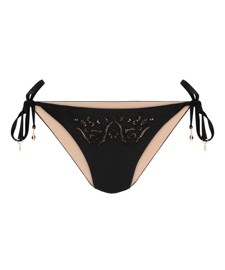 Boho Freches Bikiniunterteil, Schwarz