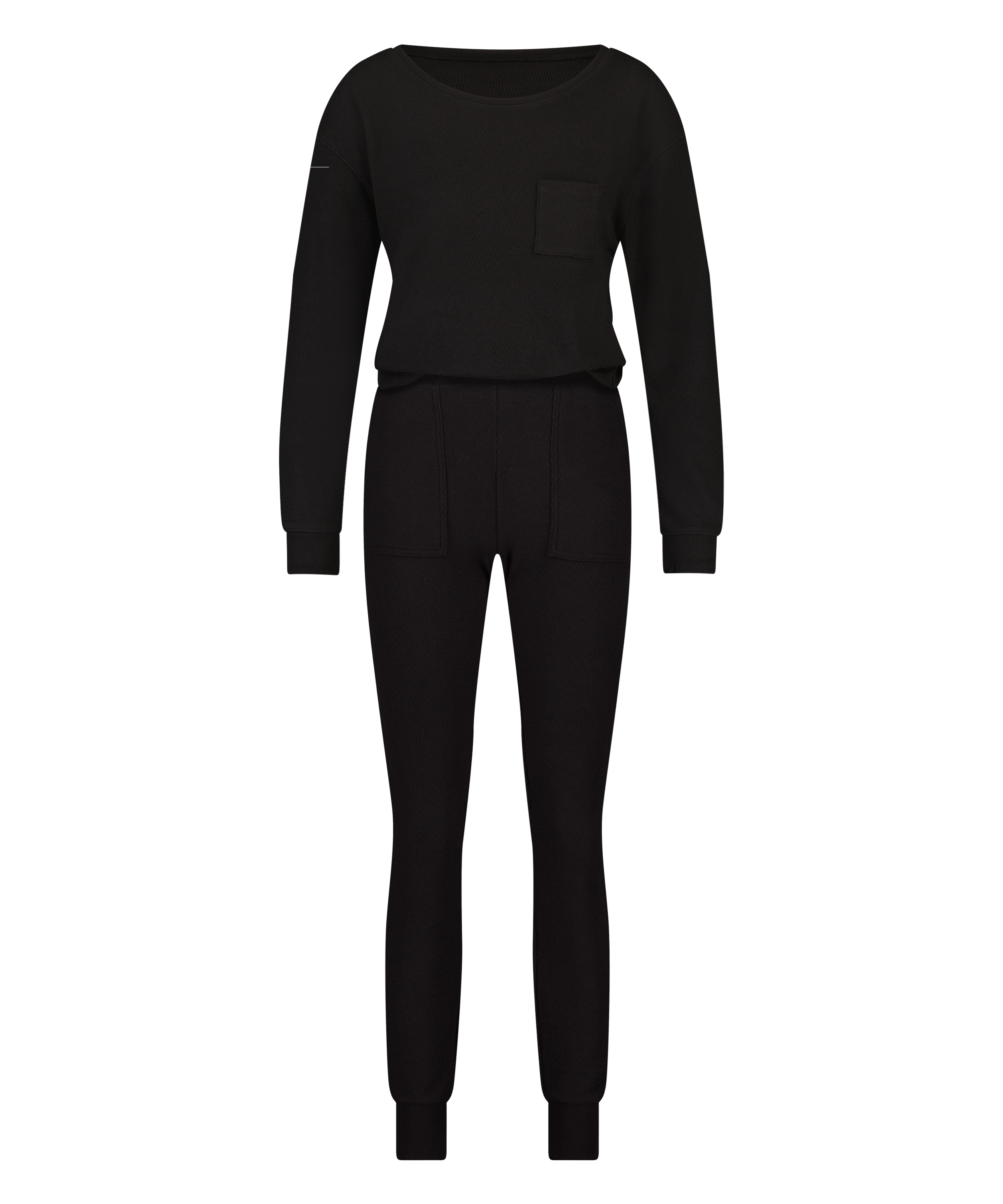 Pyjama Waffle Placket, Noir, main