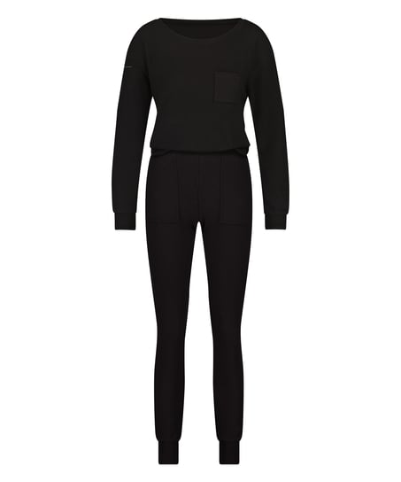 Pyjama Waffle Placket, Noir