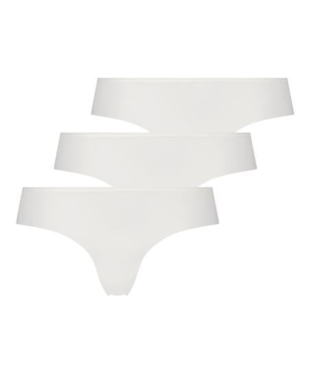 Lot de 3 Slip brésilien Invisible Lace Back, Blanc