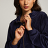 Hoodie Jacke Velours, Blau