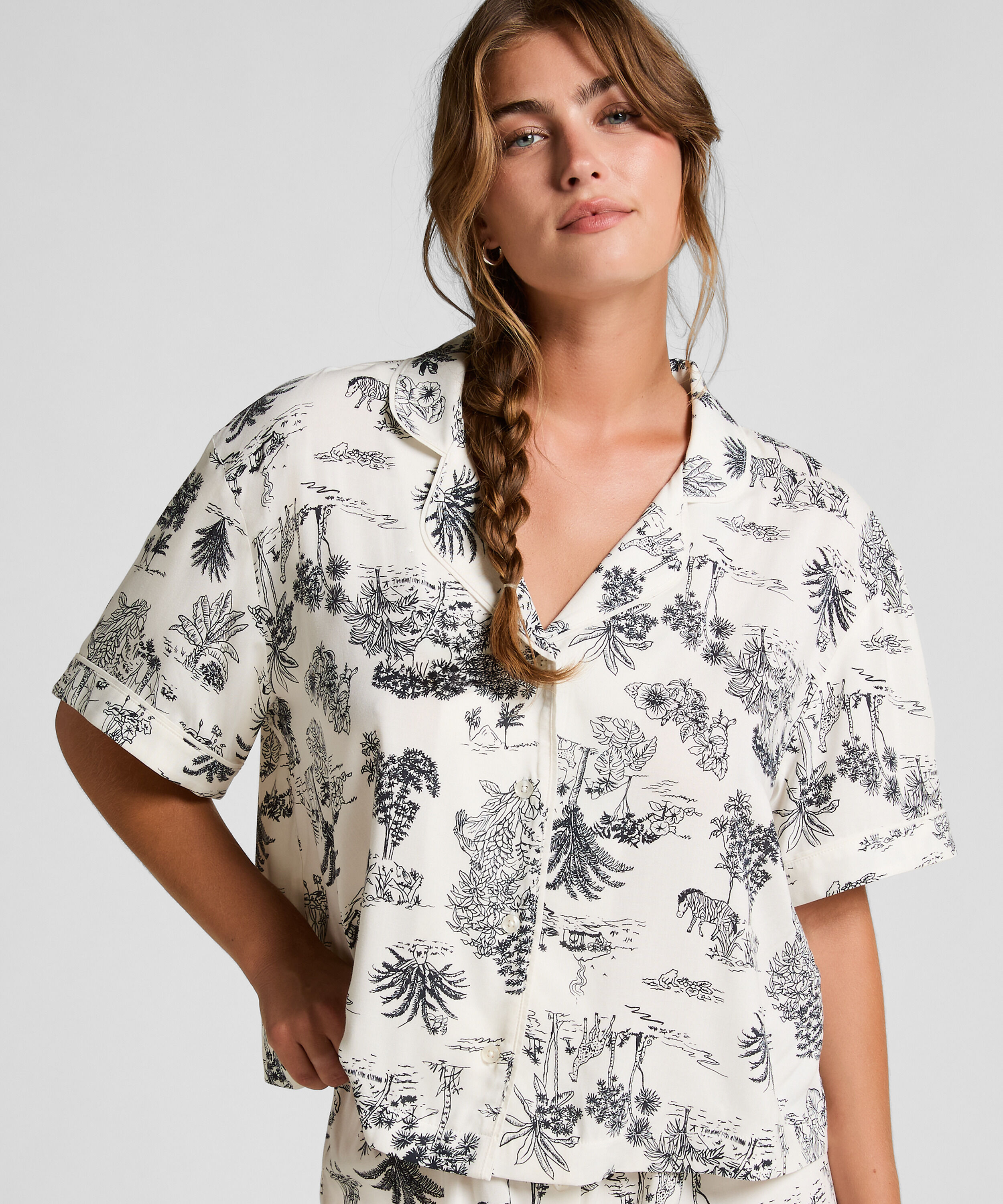 Kurzärmelige Jacke aus Webstoff, Weiß Kurzärmelige Jacke aus Webstoff, Weiß