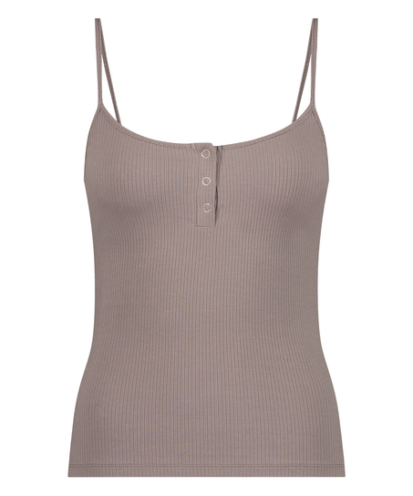 Top ohne Ärmel Rib, Braun
