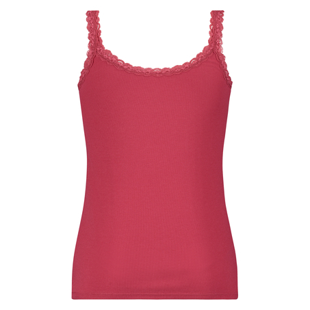 Singlet top cami rib lace, Rot