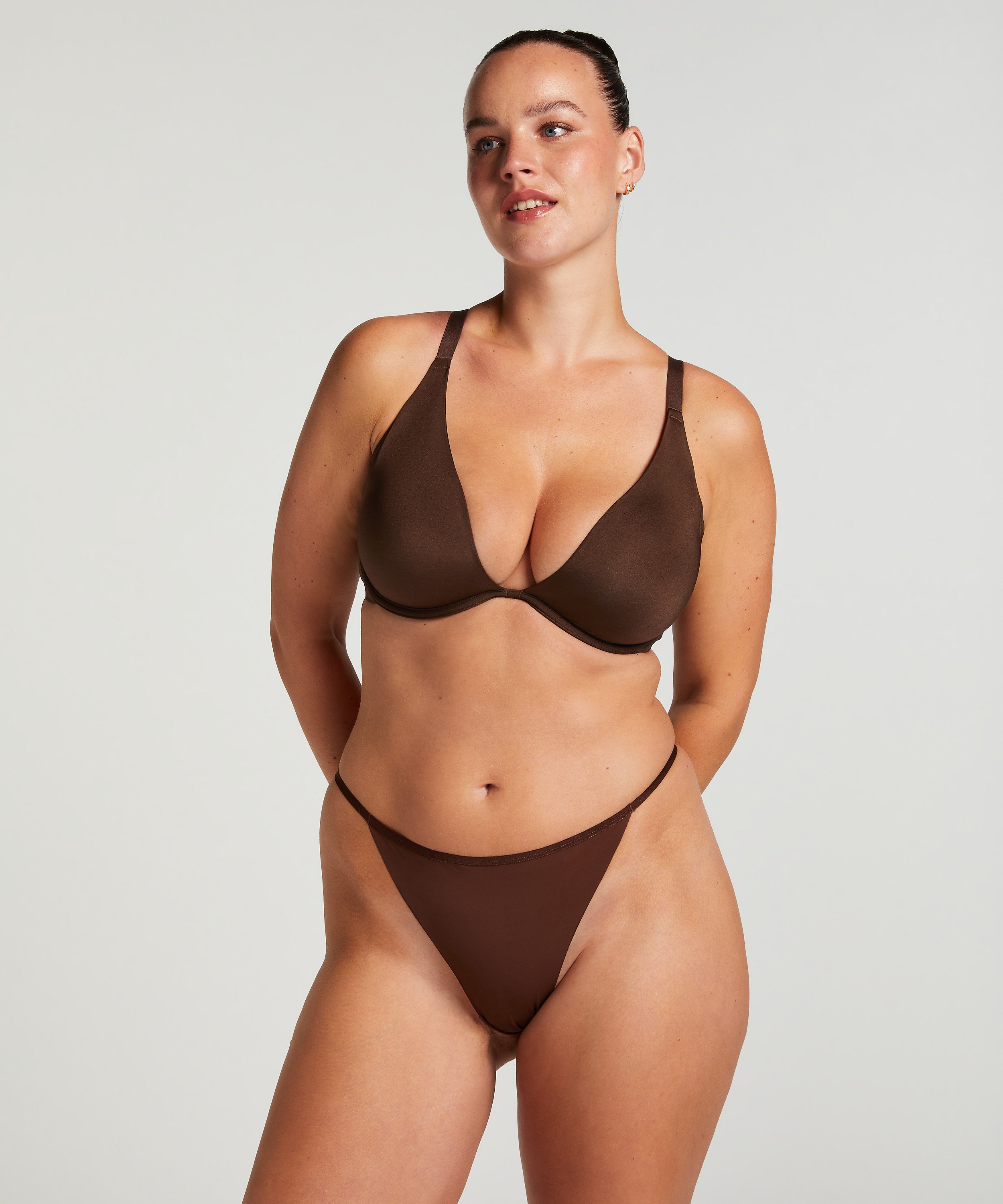 Soutien-gorge à armatures non-préformé Smooth, Marron, main
