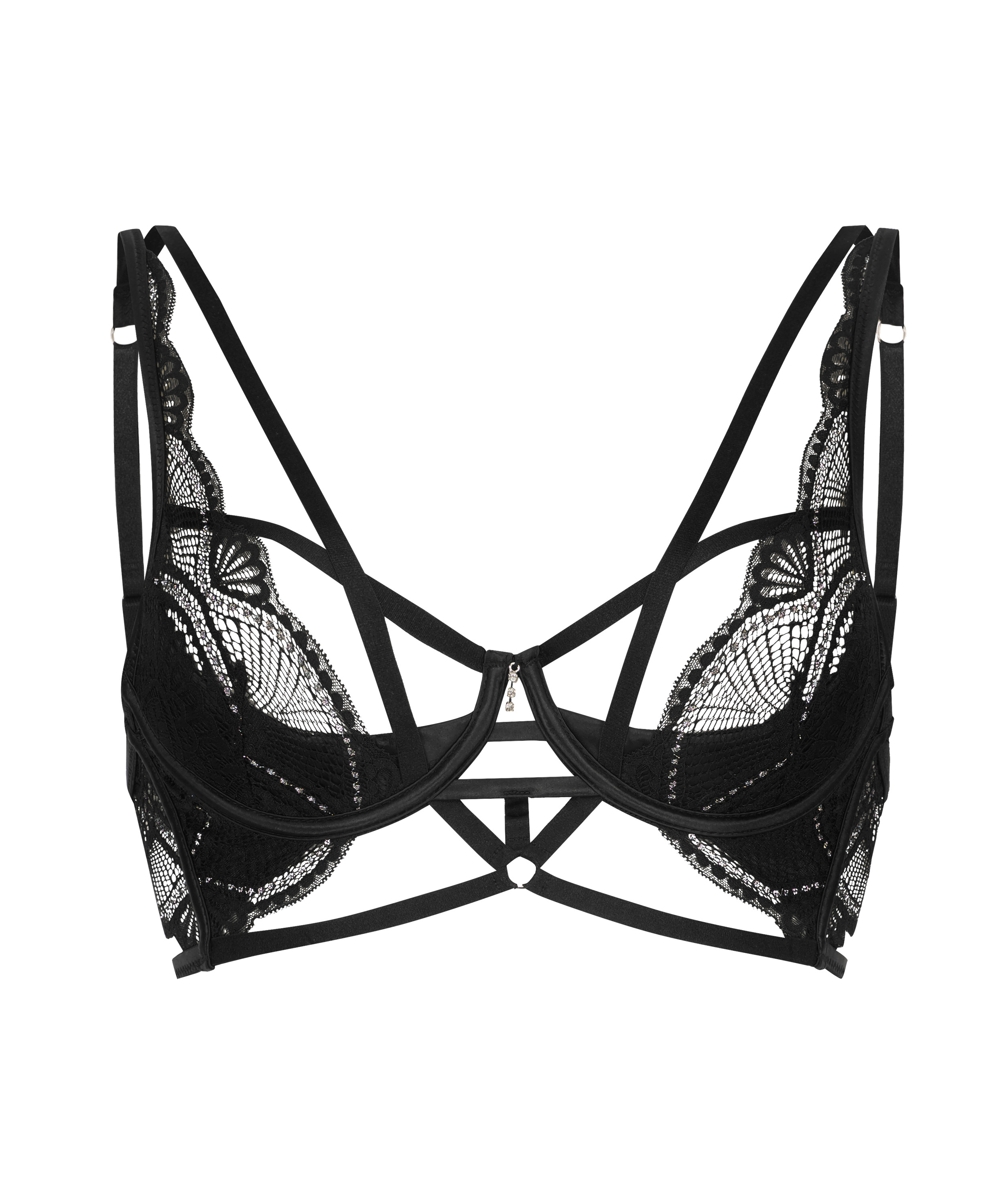 Soutien-gorge &agrave; armatures non-pr&eacute;form&eacute; longline Lyra, Noir, main