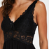 Slipdress Modal Lace mit Spitze, Schwarz