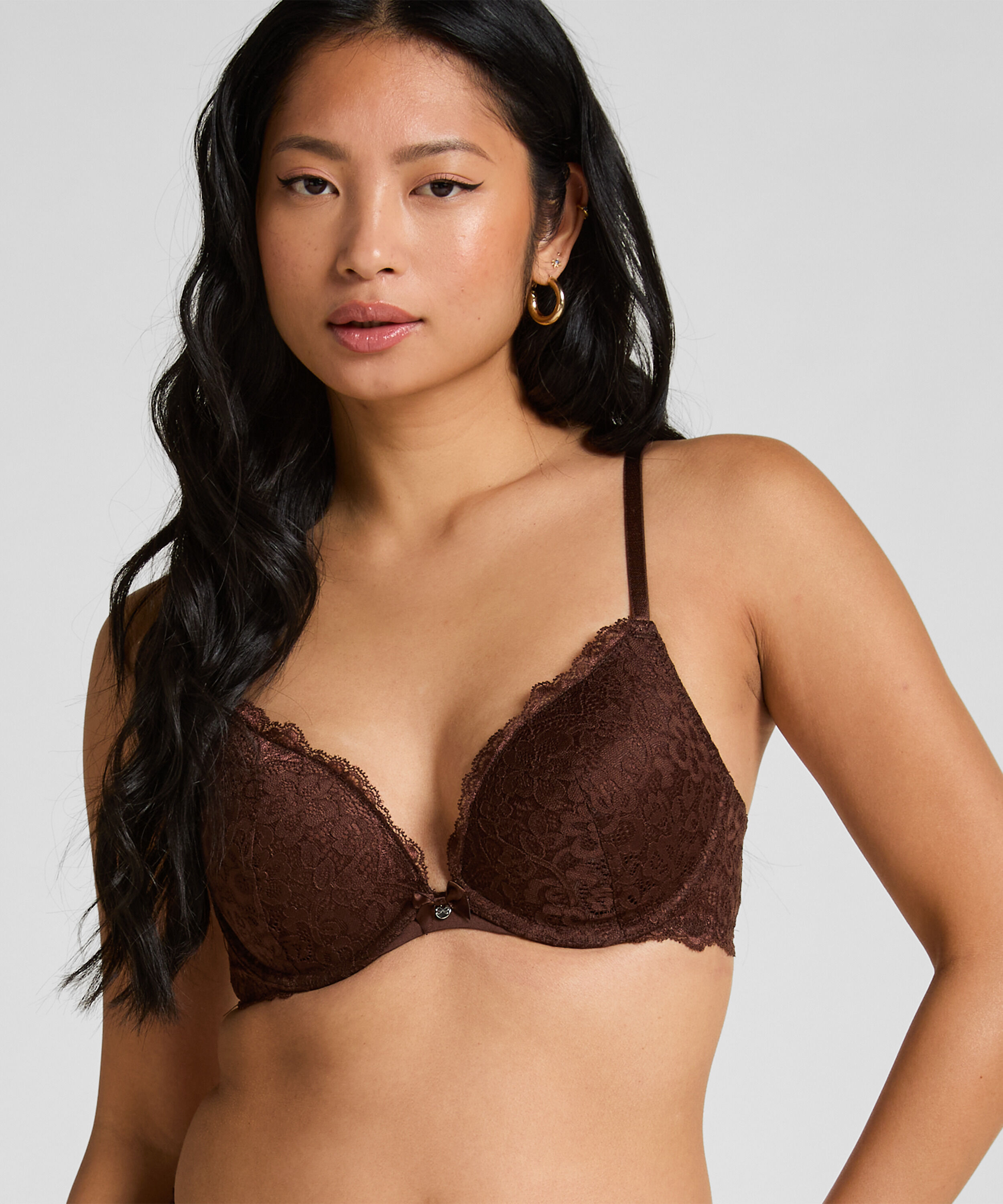Soutien-gorge &agrave; armatures pr&eacute;form&eacute; push-up Marine, Marron