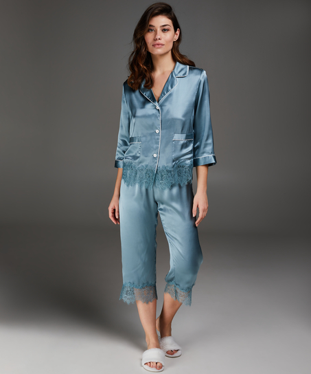 Pyjamajacke aus Seide, Blau