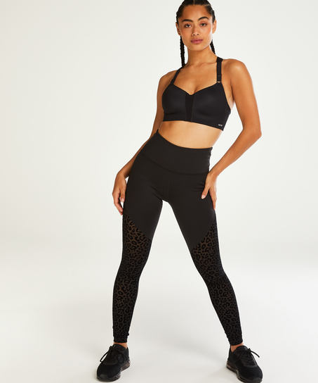 HKMX Sport-Leggings mit hoher Taille Flock, Schwarz