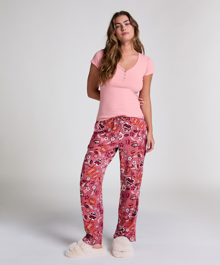 Henley-Pyjama-Top mit kurzen Ärmeln, Rose