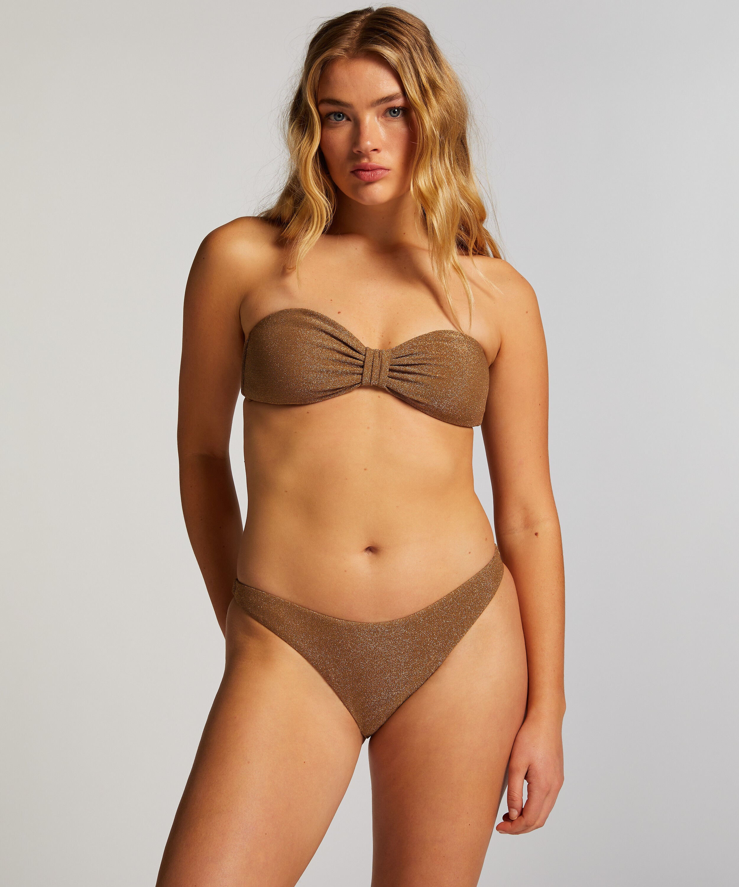 Hochgeschnittene Bikini Hose Goldie Lurex, Gelb Hochgeschnittene Bikini Hose Goldie Lurex, Gelb