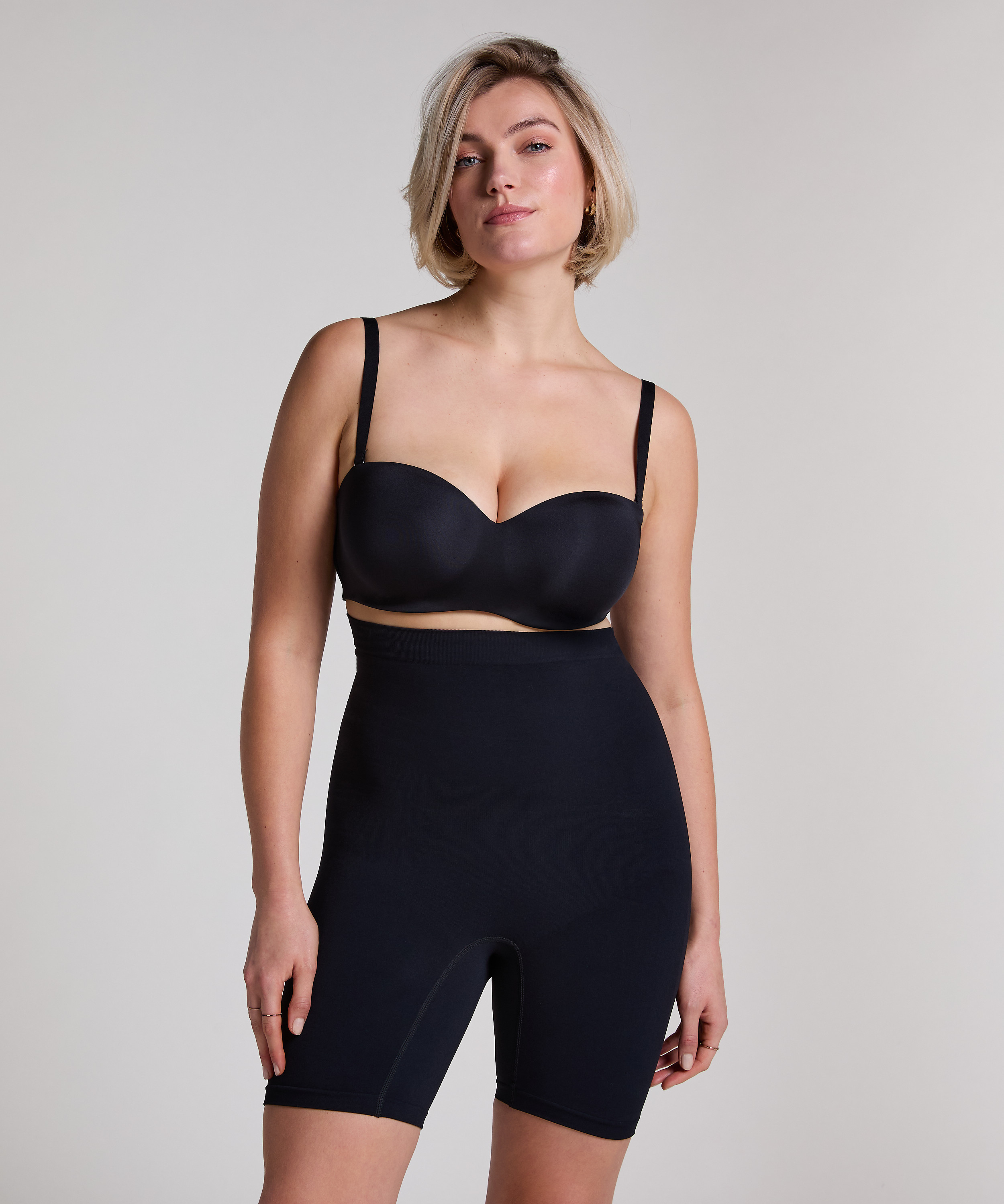 Nahtloser korrigierender Thigh Slimmer, Schwarz, main