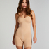 Nahtlos betonender Bodysuit mit hohem Beinausschnitt, Beige