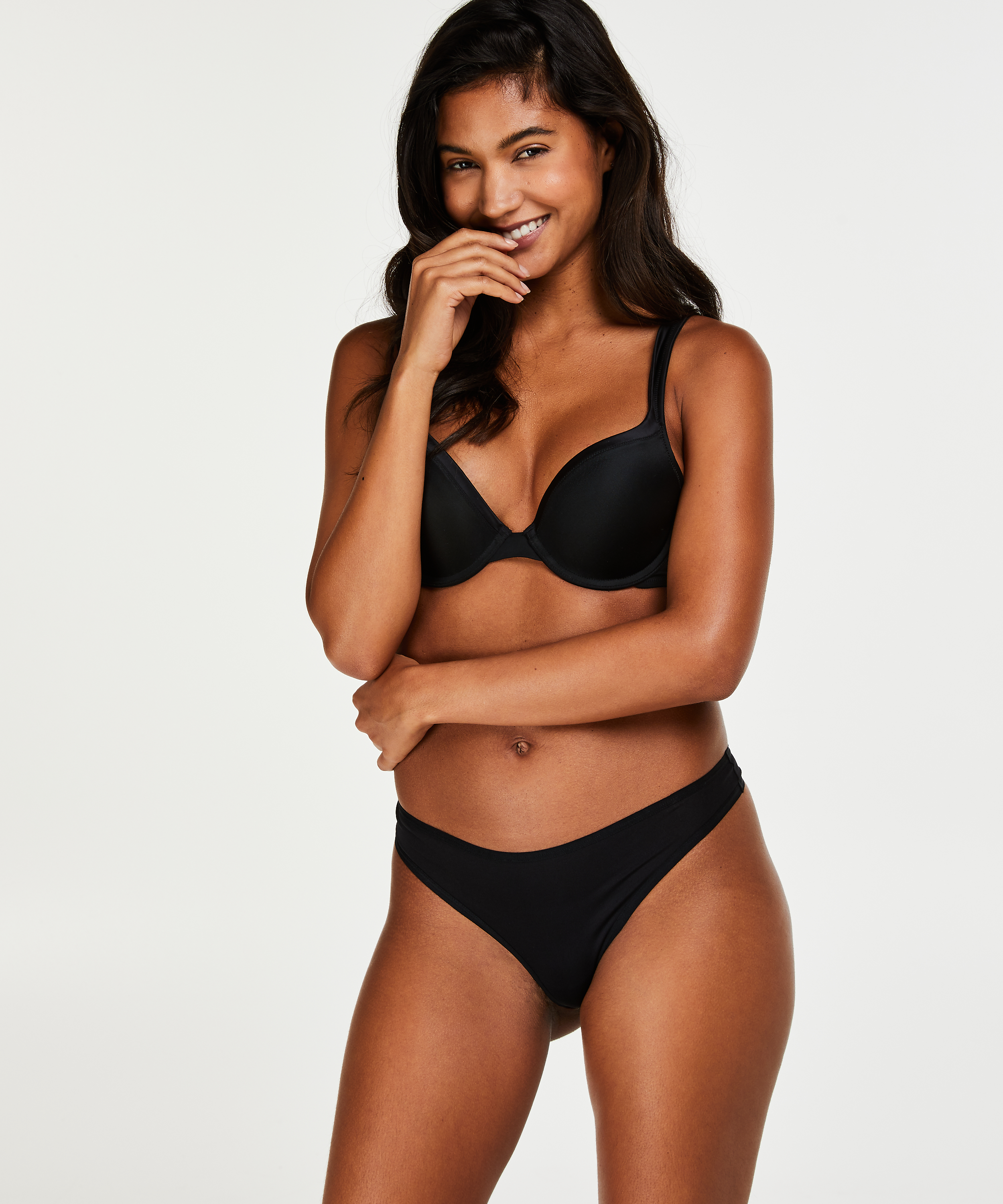 Vorgeformter Bügel-BH, Satin Fleece, Schwarz, main