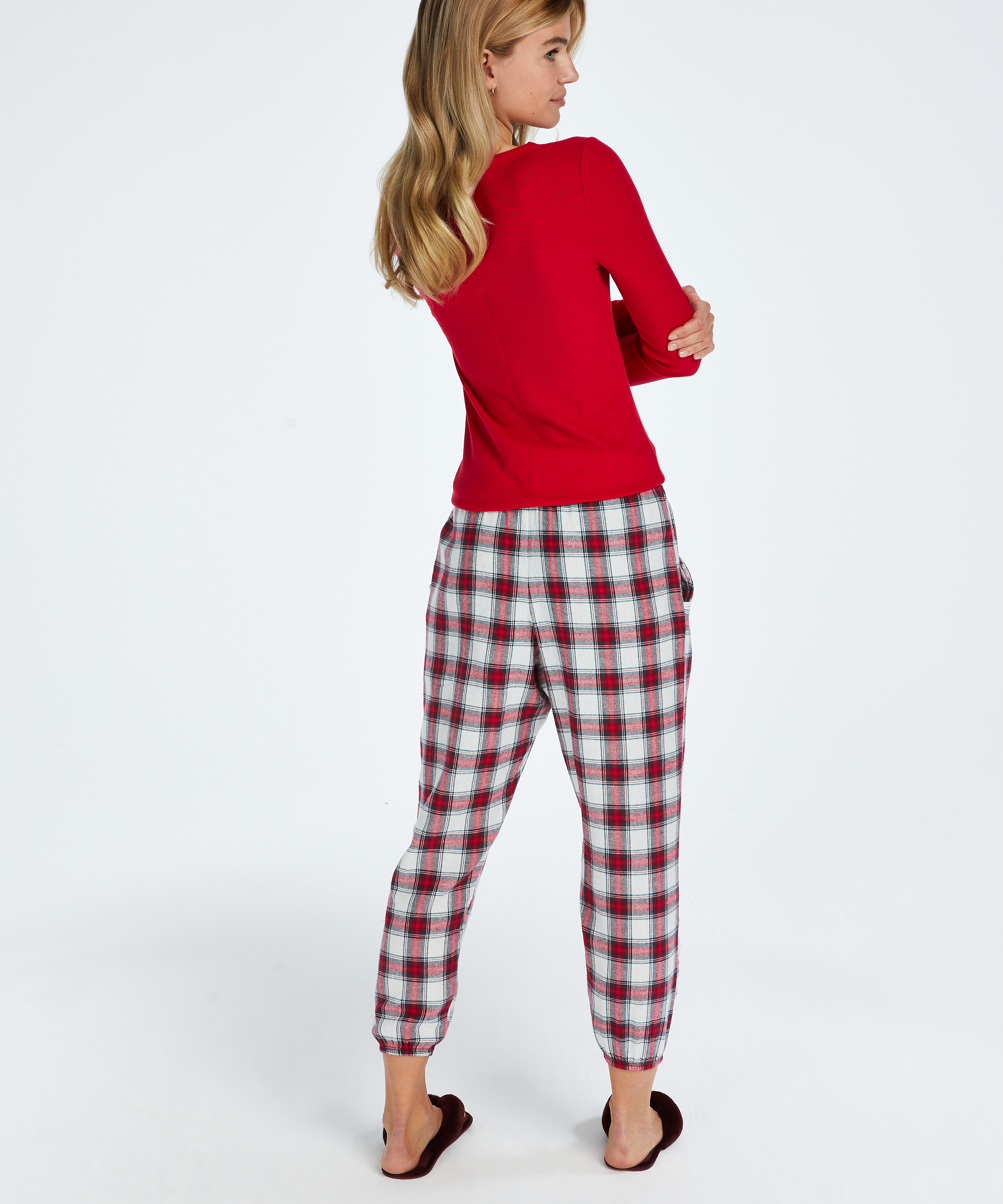 Petite Pyjamahose Twill Check, Rot, main