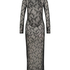Langärmeliges Bodycon-Slipkleid aus Spitze, Schwarz