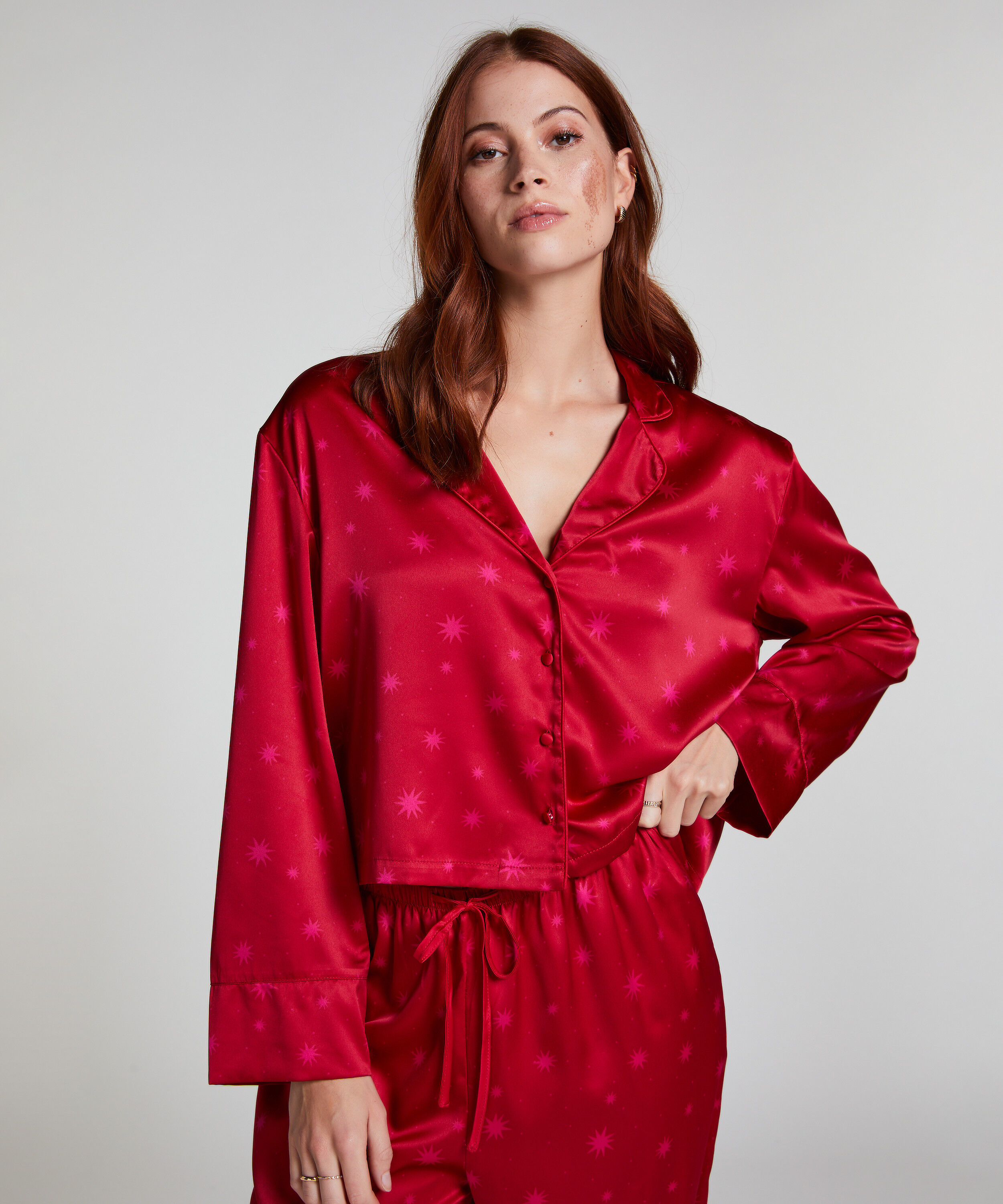 Langarmjacke Satin, Rot