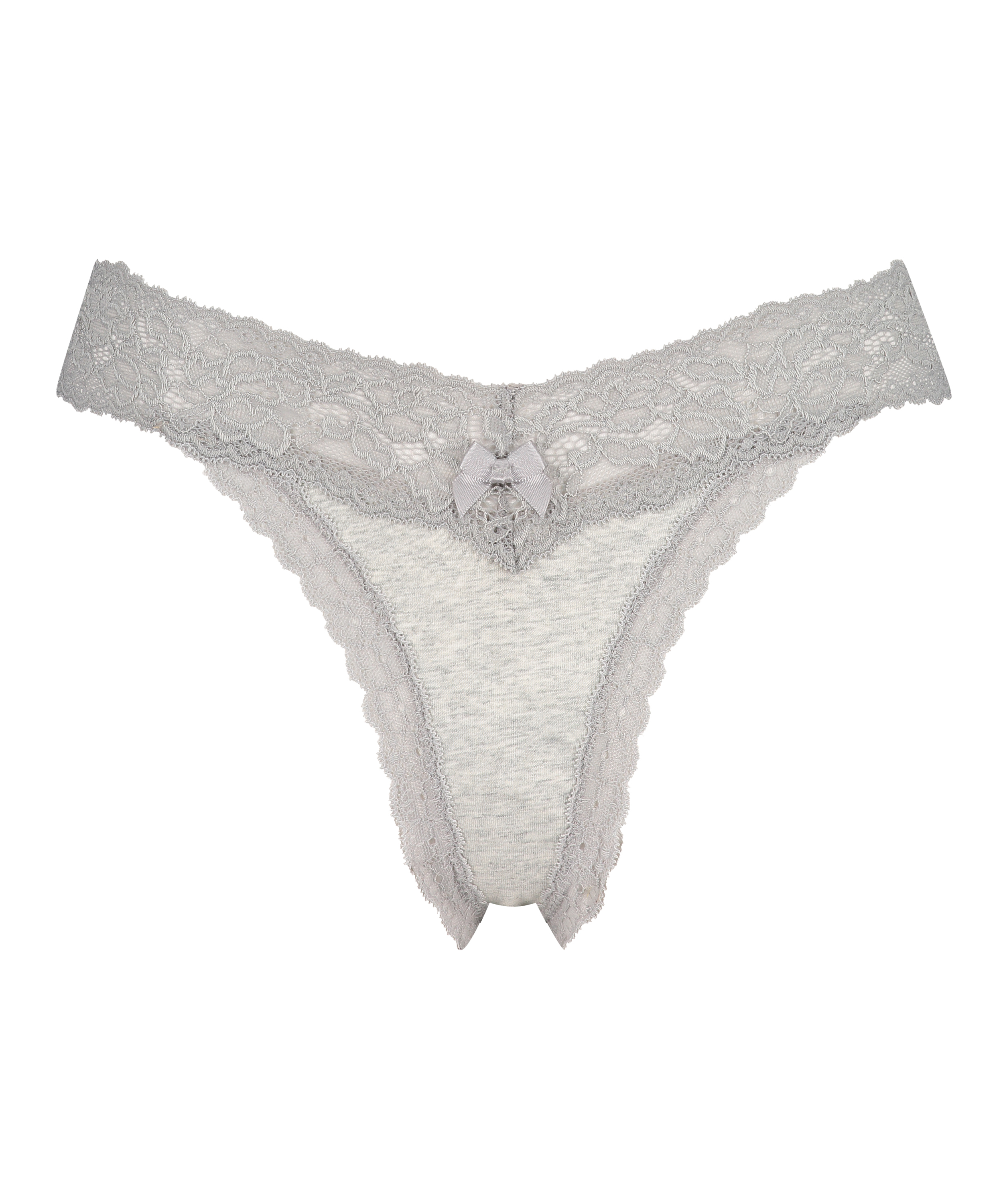 String taille extra basse en coton, Gris, main