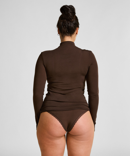 Haut avec cachemire à col roulé super soft, Marron