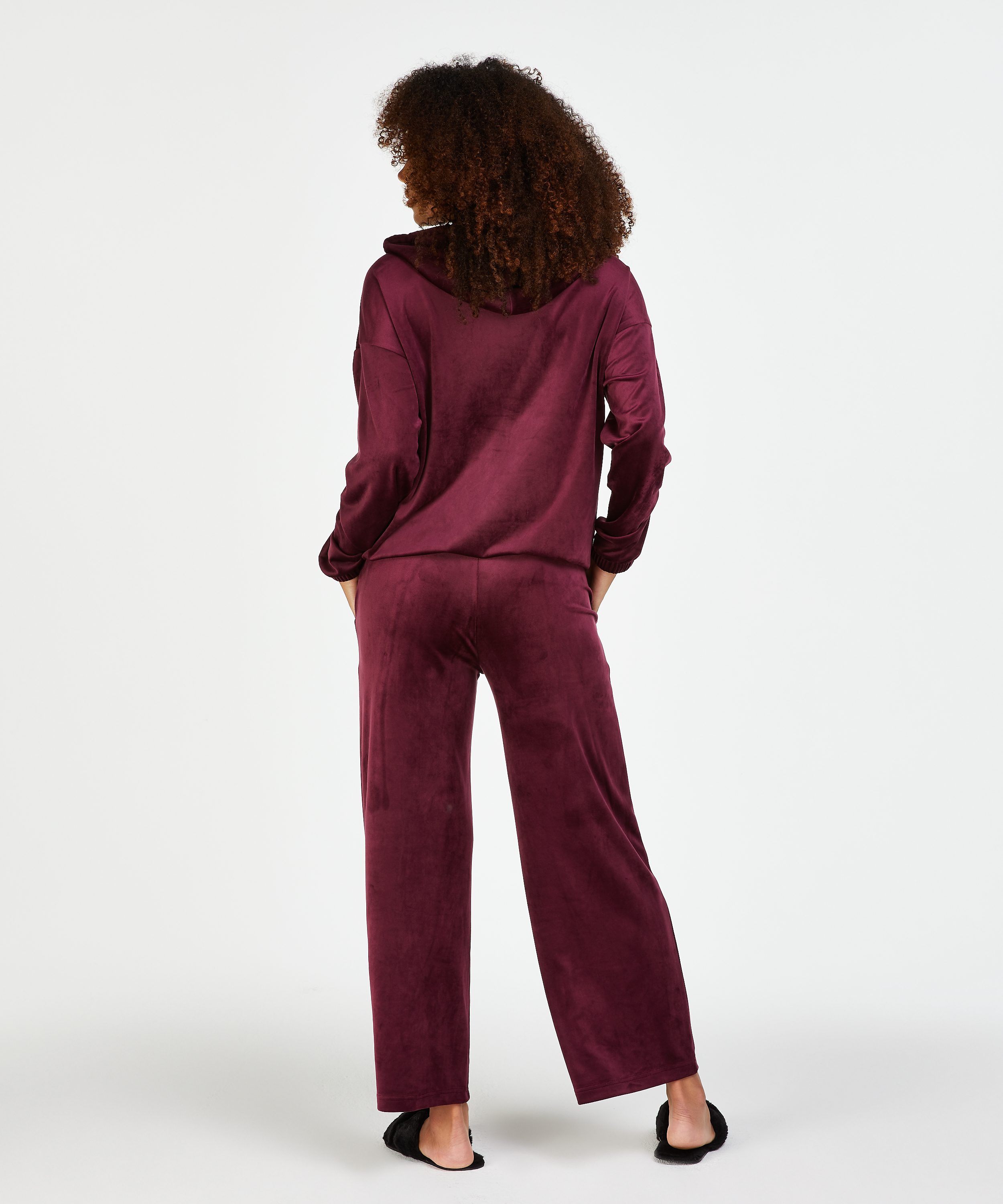 Hoodie-Jacke aus Samt, Rot, main