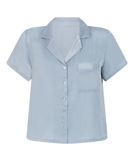 Kurz&auml;rmelige Satin-Jacke, Blau