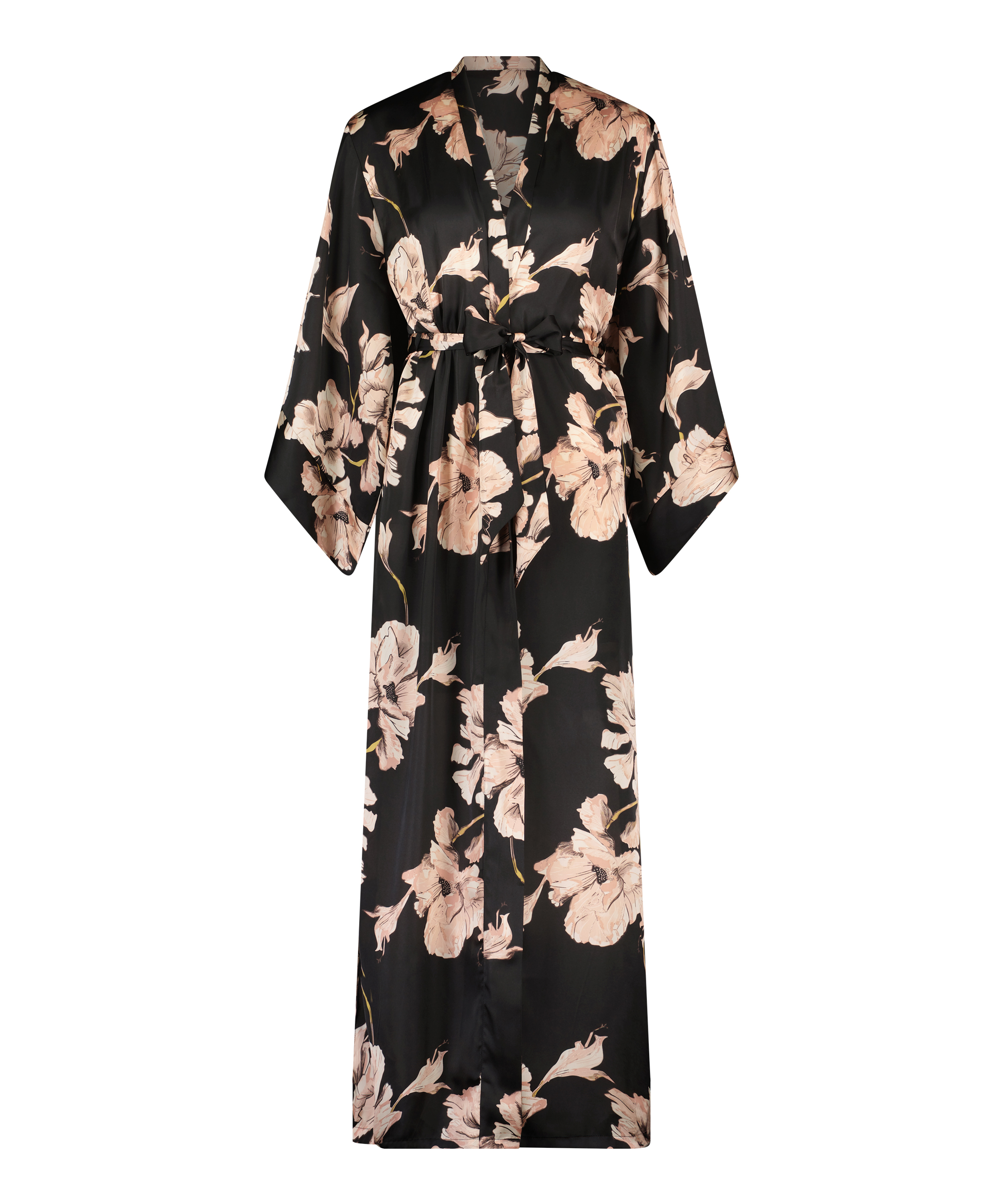 Kimono Satin Bloom, Noir, main