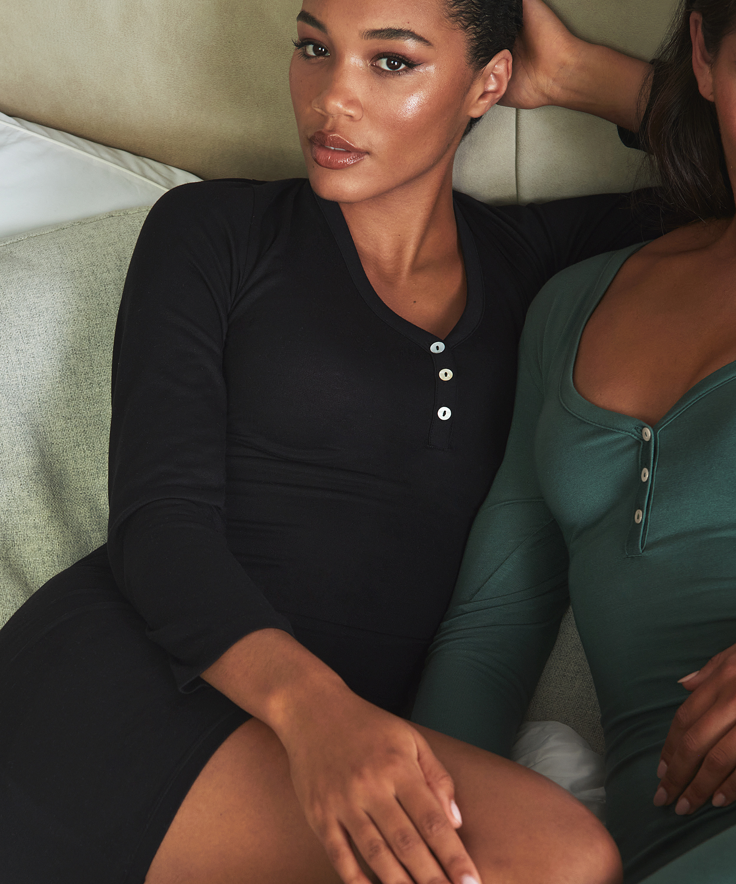 Brushed Short Onesie, Schwarz, main