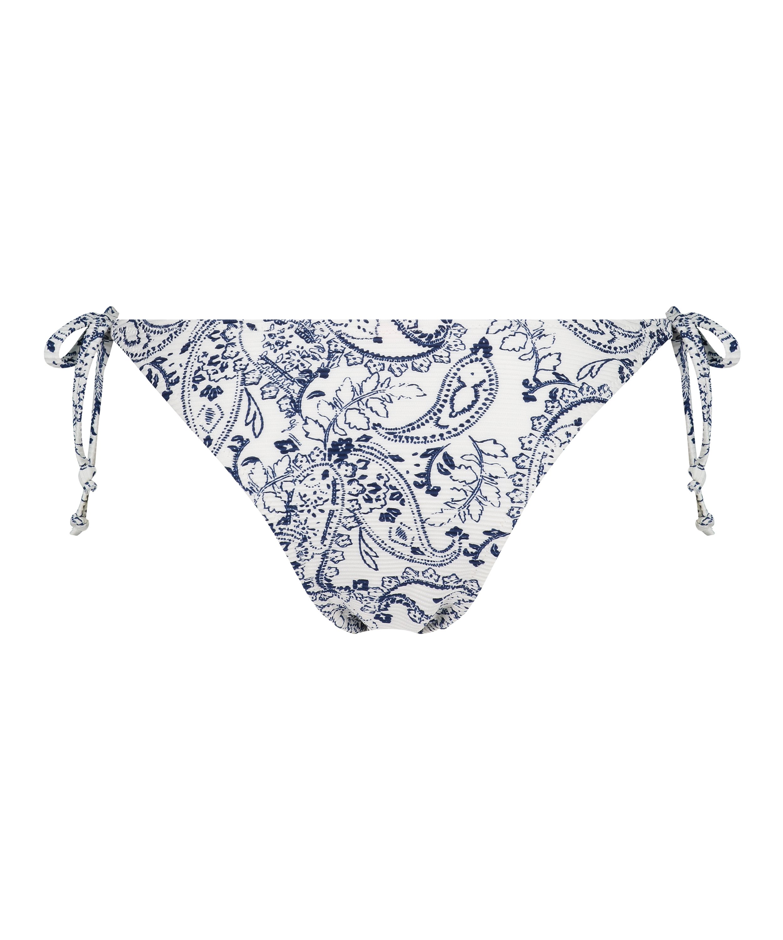Bas de bikini br&eacute;silien tanga Paisley, Blanc, main