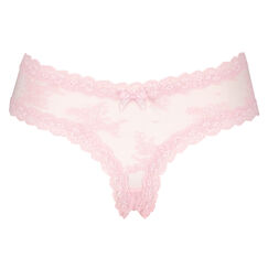 Slip br&eacute;silien V-shape Floral Mesh, Rose