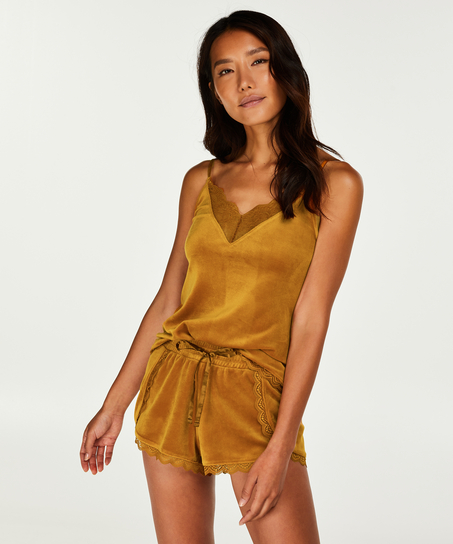 Shorts Velours Lace, Gelb