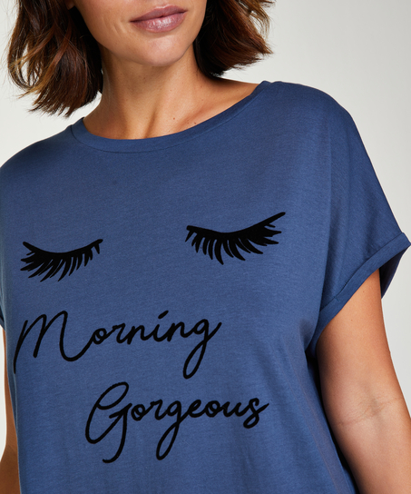 Nachthemd Rundhalsausschnitt, Blau