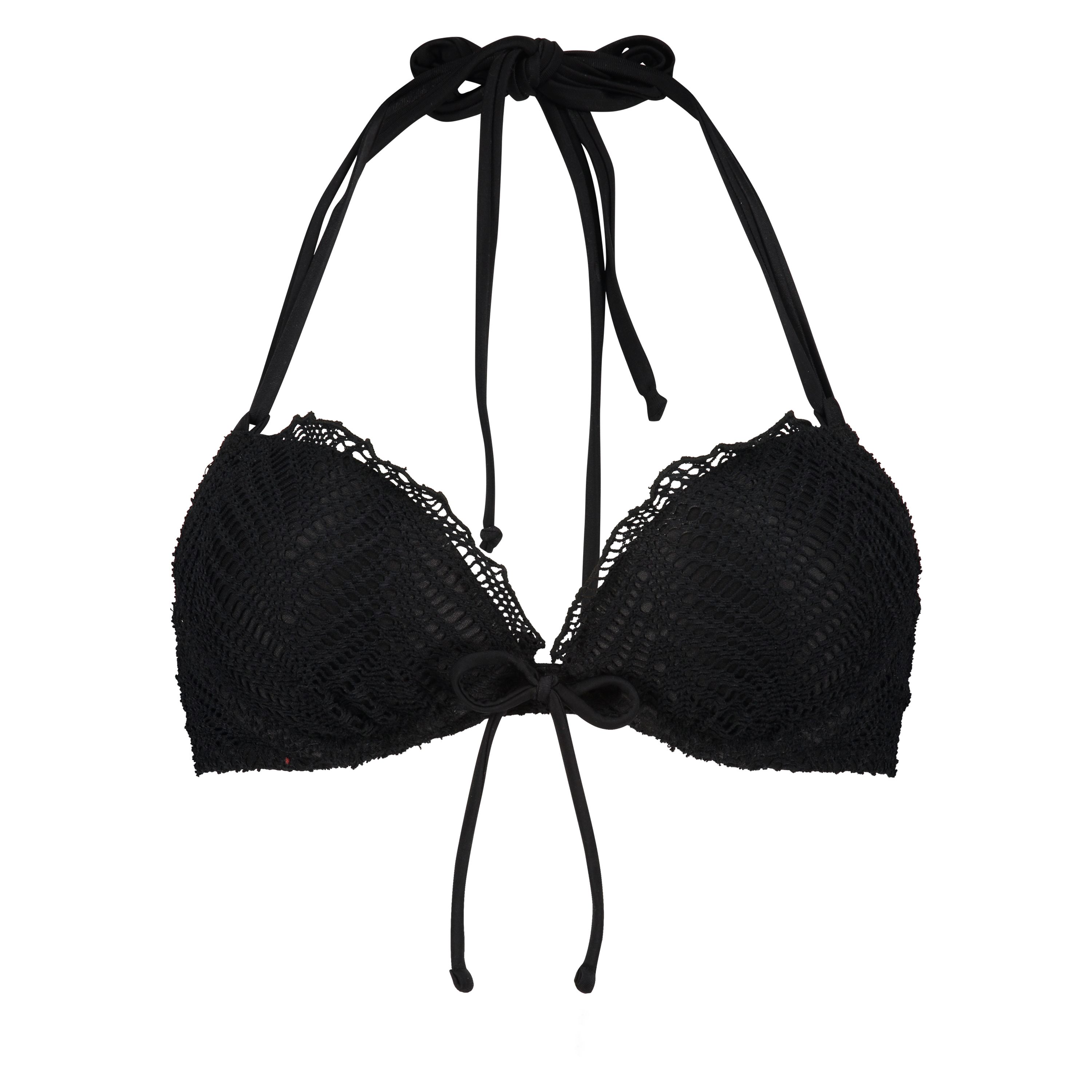 Crochet Bikini push-up Lurex Top, Noir, main