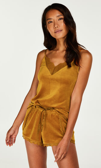 Shorts Velours Lace, Gelb