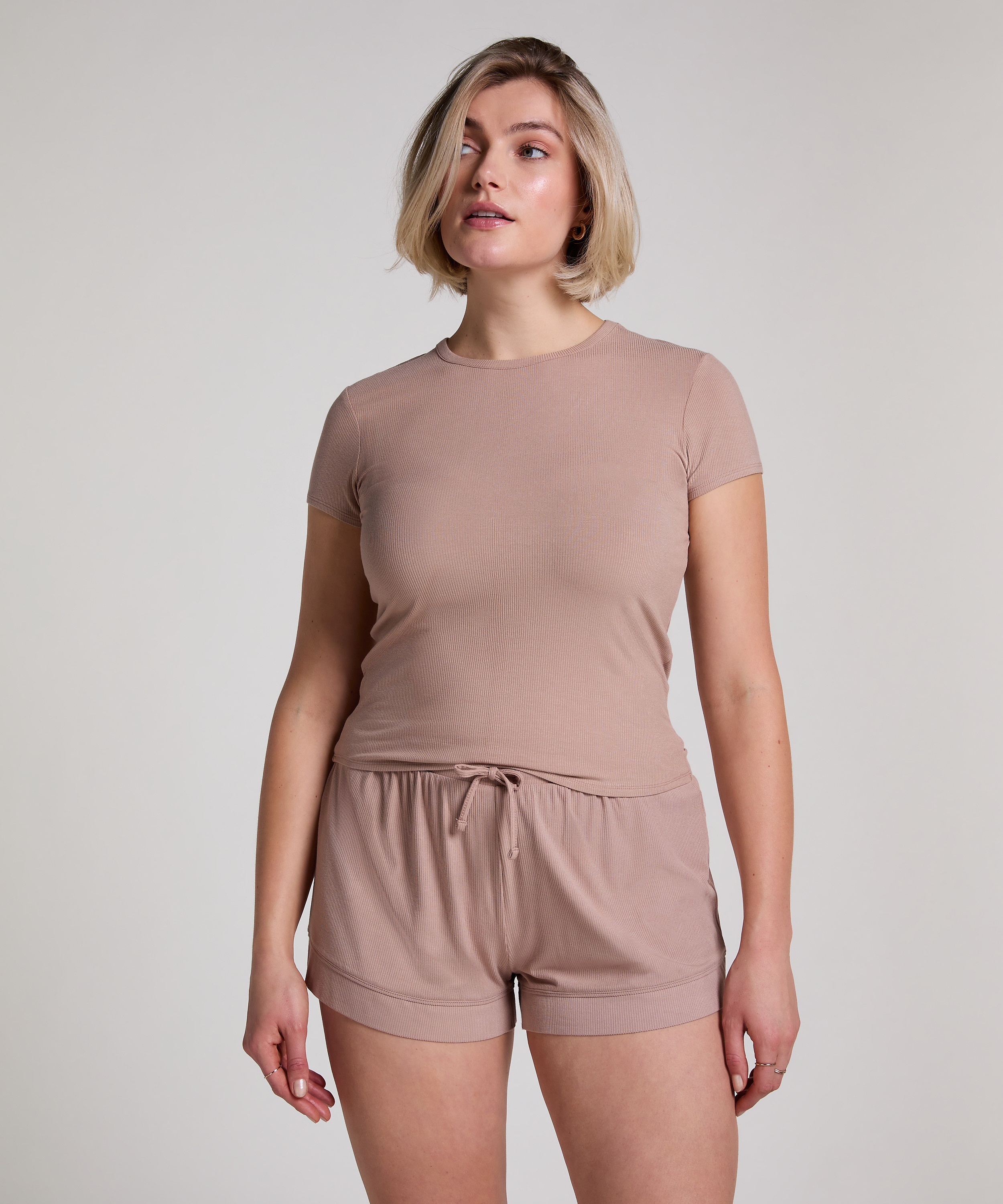 Pyjama-Top Rib Essential, Beige, main