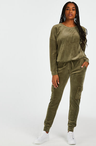 Hunkemöller Pantalon de jogging Velours Cargo Vert