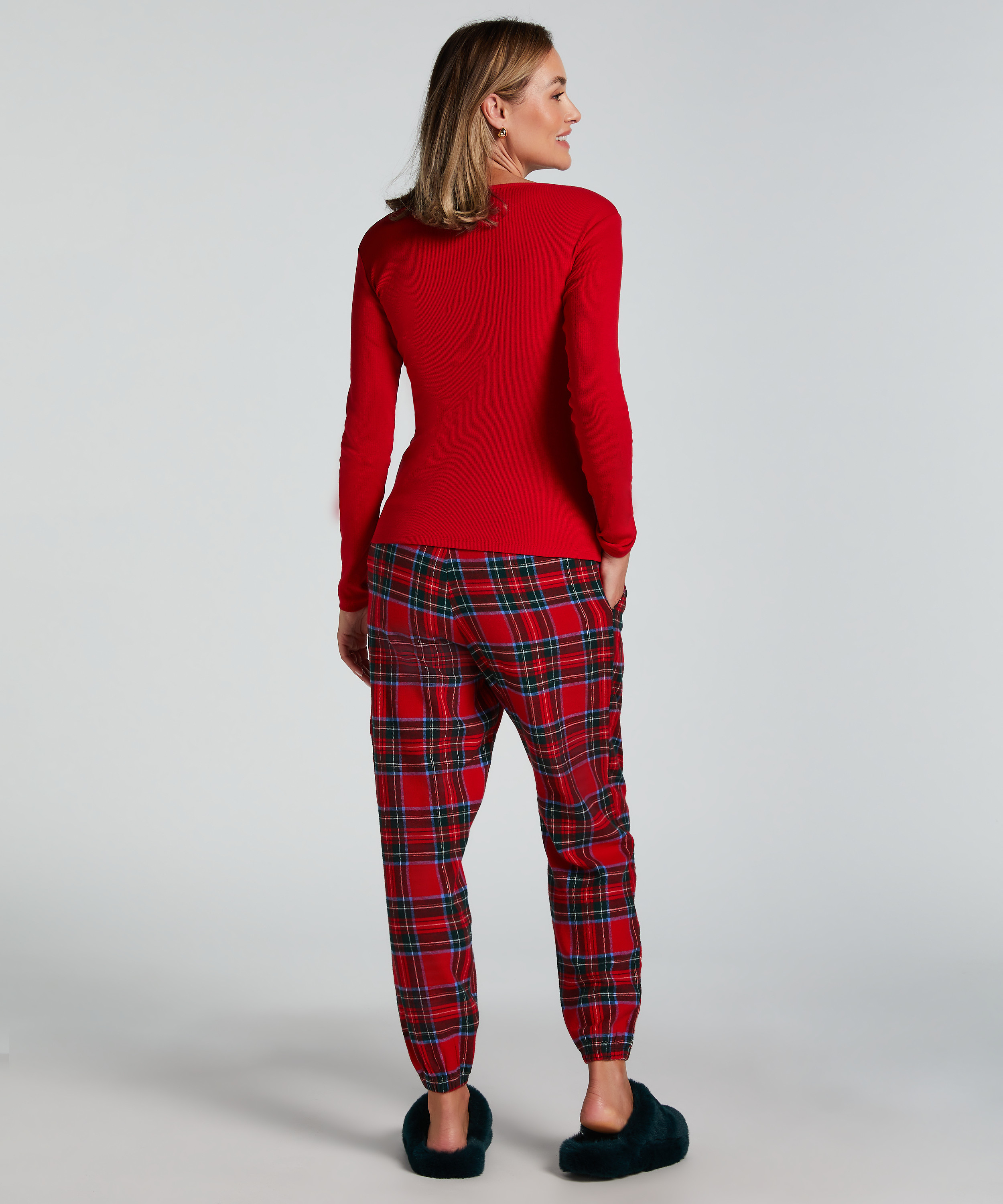 Pyjamahose aus Flanell, Rot, main