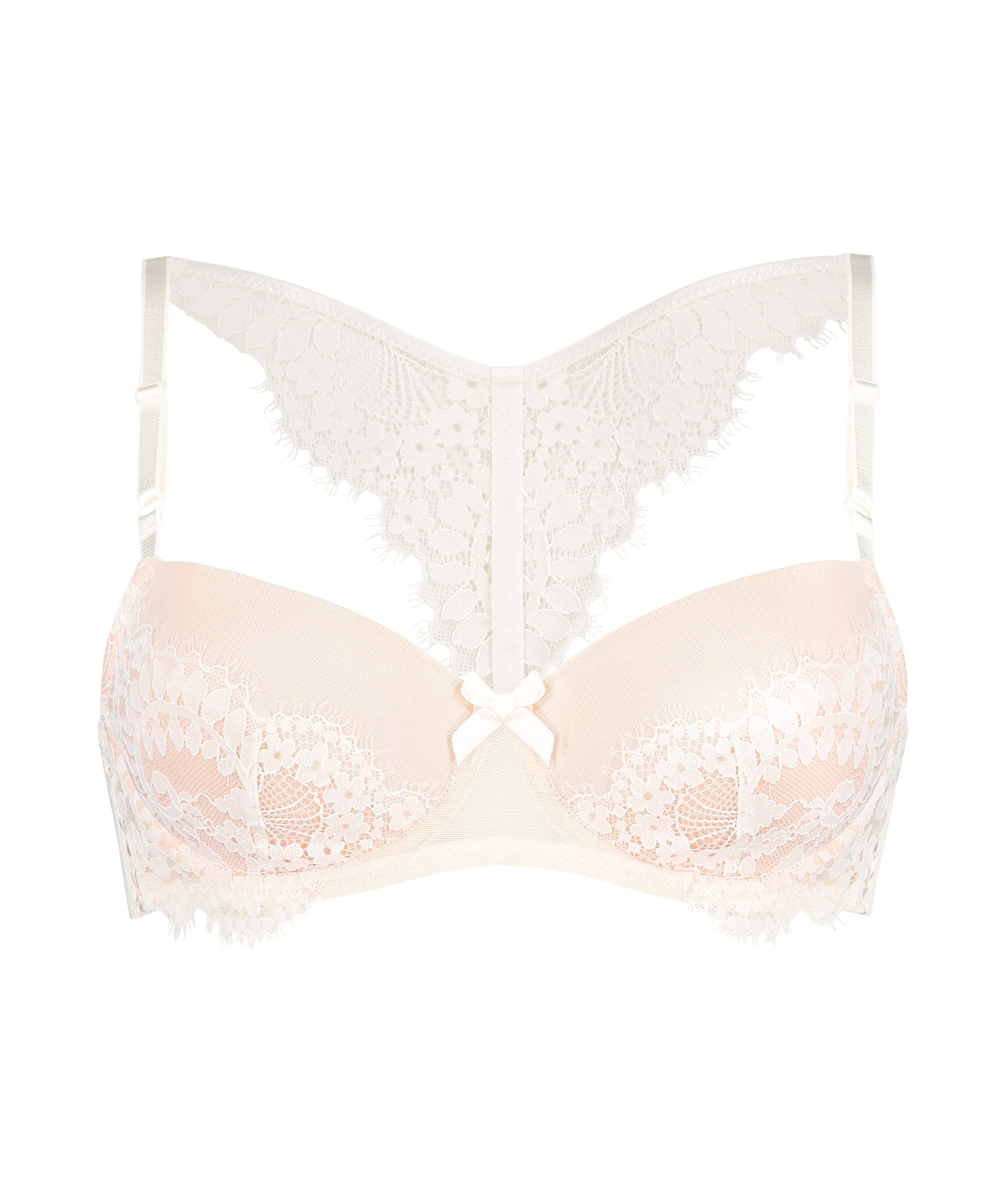 Soutien-gorge rembourr&eacute; &agrave; armatures Leyla, Blanc, main